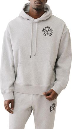True Religion Buddha Face Cotton Blend Hoodie in Heather Grey at Nordstrom, Size X-Large
