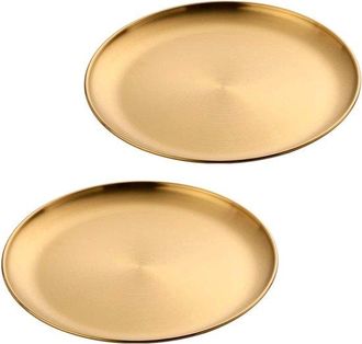 OEM Cajas De Almacenamiento Redondas Doradas - Bandeja Decorativa - 2 Piezas - Acero Inoxidable