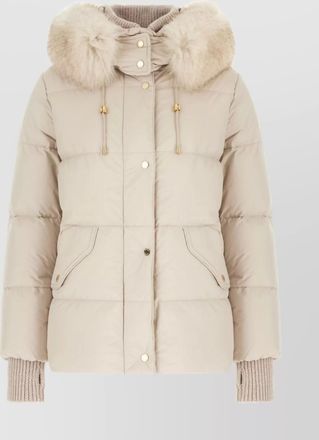 Moorer padded coat with fur trim hood