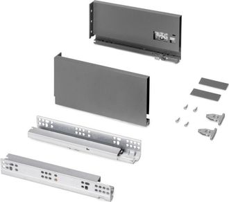 Emuca Emuca - Caj&oacute;n Exterior Protone 30kg Con Gu&iacute;as De Extracci&oacute;n Total Y Cierre Suave, Altura 131mm, Profundidad 270mm, Acero, Gris Antracita