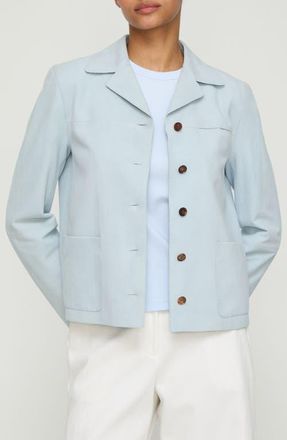 Lafayette 148 New York Patch Pocket Suede Shirt Jacket in Glacier Blue at Nordstrom, Size X-Small