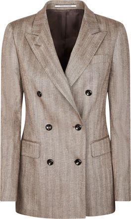 Tagliatore Double-Breasted Tailored Jacket in Subtle Brown