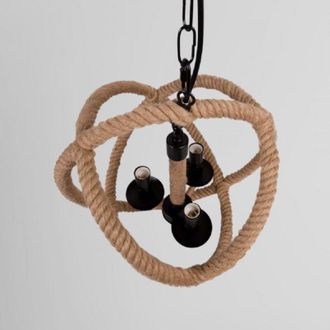 Trade Shop Trade Shop Traesio - Trade Shop - Lampadario A Sospensione Rustico Industriale E14 Sfera In Corda Metallo B55-3