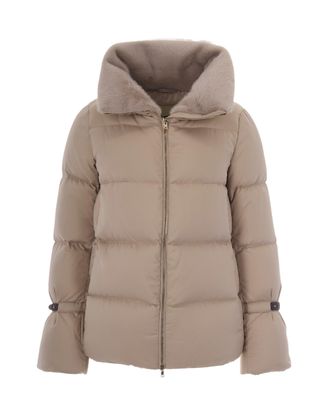 Herno Quilted Leather-Trimmed Zip-Through Jacket