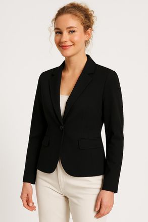 Only Kurzblazer ONLY ONLEPO LIFE L/S FIT BLAZER TLR ZLO, Damen, Gr. 34, gr&uuml;n (schwarz), Web, Obermaterial: 95% Polyester, 5% Elasthan, unifarben, regular f