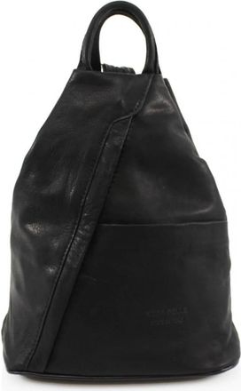 Generic Women Soft Leather Italian Vera Pelle Rucksacks Ladies Backpacks Gym School Shoulder Bags VPR244 (Black)