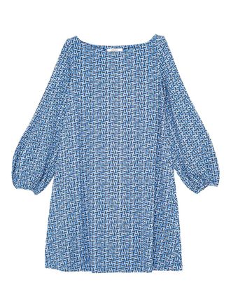 Maliparmi geometric-print puff-sleeve dress - women - Viscose/Elastane - 40 - Blue