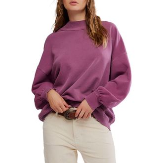 Free People Palm Springs Mock Neck Cotton Fleece Sweatshirt in Damson at Nordstrom Rack, Size X-Small