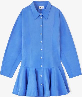 Ganni Navy Shirt Dress in Blue Cotton - Size 10/12 Organic