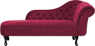 Beliani Beliani - Chaise Longue Tapizado En Terciopelo Borgo&ntilde;a Con Botones Versi&oacute;n Derecha Nimes