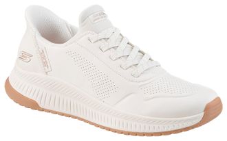 Skechers Slip-On Sneaker SKECHERS BOBS SQUAD 4, Damen, Gr. 35, weiss (wei&szlig;), Lederimitat, Schuhe Slip-On Sneaker, Slipper, Freizeitschuh mit Slip-ins zum Schlu