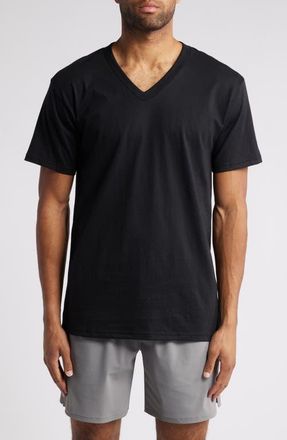Nordstrom 4-Pack Regular Fit Supima Cotton V-Neck T-Shirts in Black at Nordstrom, Size Xx-Large