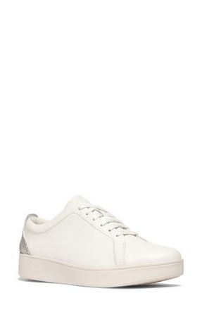 FitFlop Rally Crystal Backtab Leather Sneaker in Urban White/Silver at Nordstrom Rack, Size 7.5