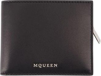 Alexander McQueen 2in 1 Leren Portemonnee - Zwart/Zilver - Heren - Portefeuilles - Zwart - ONE Size - Accessoires