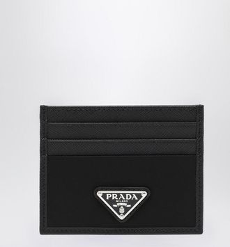 Prada Black Saffiano card case with logo triangle