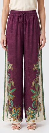 Alemais Pantaloni palazzo a vita alta in seta e viscosa con stampa floreale