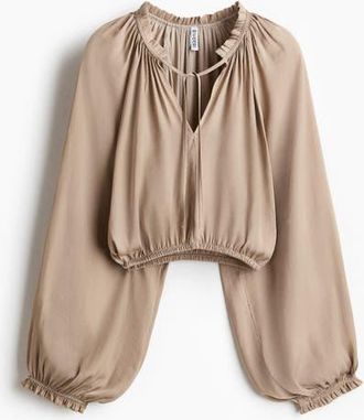 H&M Balloon-sleeved Blouse in Beige at Nordstrom, Size Xx-Large