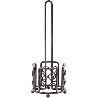 Beliani Portarrollos De Metal Negro 41 Cm Envejecido Accesorio De Ba&ntilde;o Retro Mandi