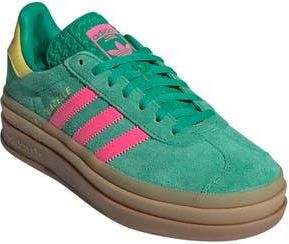 adidas Gazelle Bold Platform Sneaker in Court Green/pink/sulfur at Nordstrom Rack, Size 10.5
