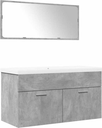 vidaXL Set Muebles De Ba&ntilde;o 2 Piezas Madera Contrachapada Gris Hormig&oacute;n Vidaxl