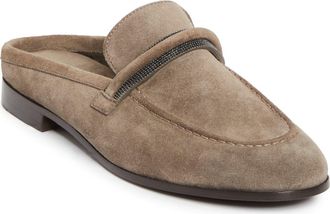 Brunello Cucinelli Monili Trim Loafer Mule in C8769 Torba at Nordstrom, Size 7.5Us