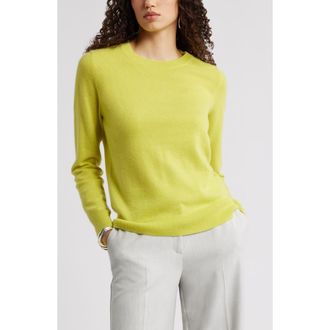 Nordstrom Cashmere Crewneck Sweater in Green Sulphur at Nordstrom Rack, Size X-Small