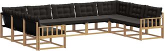 vidaXL Conjunto De Sof&aacute;s De Exterior 9 Uds. Blanco Y Negro Vidaxl