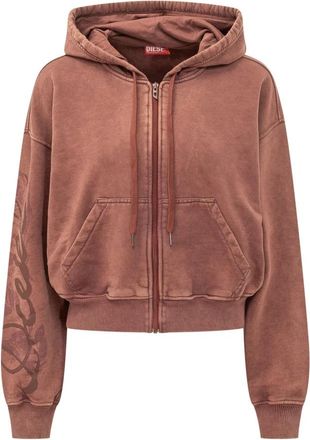 Diesel F-Elycy Felpa - Dames - Vesten met rits - Bruin - S - Hoodies & sweatvesten