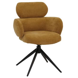 Hhg Hhg - Silla De Comedor 259, Silla De Cocina Tapizada, Giratoria Con Retorno Autom&aacute;tico, Tela (310 G/m&sup2;) Chenilla &Ouml;ko-tex, Amarillo Mostaza