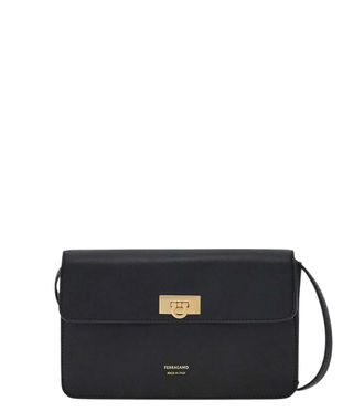Ferragamo Black Gancini Mini Crossbody Bag