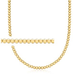 RS Pure by Ross-Simons Italian 5mm 18kt Gold Over Sterling Bead Necklace