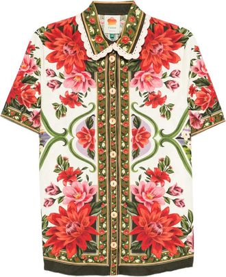 Farm Rio Floral Scallop-collar Shirt