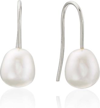Lily & Roo Silver Pearl Drop Hook Earrings