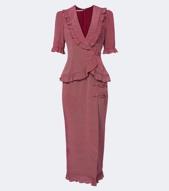 Alessandra Rich Ruffled polka-dot silk midi dress