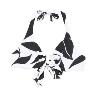 Max Mara Avena Floral Knot Bikini Top - female - Max Mara - Bikinis - Black - XL - Swimwear