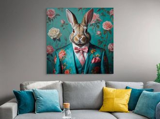 Arte Dal Mondo Adm - Acrylic Print Rabbit Flowers Parade