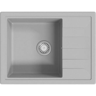 vidaXL Fregadero De Cocina Con Rebosadero Ovalado Granito Gris Vidaxl