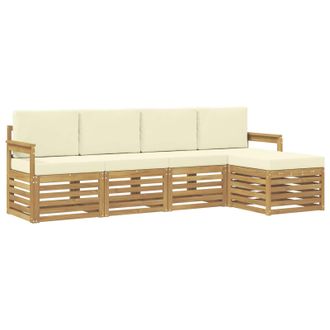 vidaXL Conjunto De Sof&aacute;s De Exterior 5 Pcs Blanco Y Crema Vidaxl