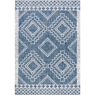 Jonathan Y Designs Marokko Diamond Medallion Indoor/Outdoor Area Rug in Blue/ivory at Nordstrom, Size 4Ft 0In X 6Ft 0In