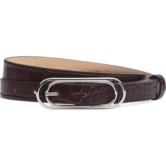 Rag & Bone Duo Rounded Rebound Leather Belt in Bordeaux Croc at Nordstrom Rack, Size Medium