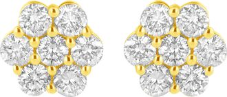 House of Brilliance 14K Yellow Gold 1.0 Cttw Diamond Flower Earring