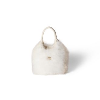 Miu Miu Ivy Crochet Handbag With Feathers, Woman, White