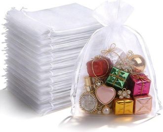 No Brand Paquete De 100 Bolsas De Organza Blancas - Bolsas De Regalo De Organza - Bolsas Para Joyas - Bolsas Para Novias - Bolsas De Lavanda - Art&iacute;culos Esenci