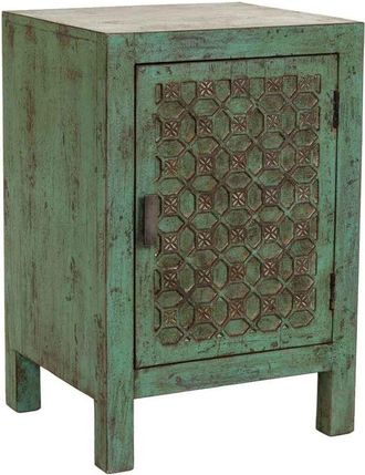 Wanderlust Deco Mesita De Noche De Madera Artesanal Verde 45x35x60h Cm