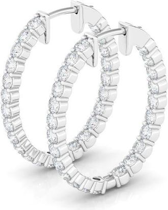 HauteCarat Lab Grown Diamond Inside Out Hoop Earrings in White Gold/diamond at Nordstrom