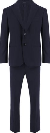 Giorgio Armani Navy Notched Lapel Wool Suit