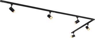 QAZQA Sistema de carril monofásico 5 focos negro aro dorado