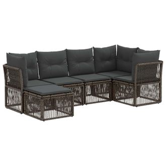 vidaXL Conjunto De Sof&aacute;s De Jard&iacute;n 6 Pcs Gris Rat&aacute;n Sint&eacute;tico Vidaxl
