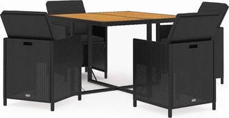 vidaXL Vidaxl - Set Comedor De Jard&iacute;n 5 Pzas Con Cojines Rat&aacute;n Sint&eacute;tico Negro