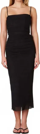 Cotton Candy L.A. Masha Boned Mesh Squareneck Midi Dress In Black